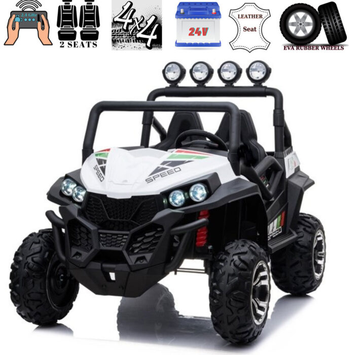 KidsVip 24V Kids & Toddlers UTV Viper 4WD Ride on car w/Remote Control - White - English Edition