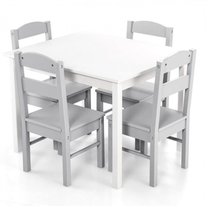 Kids 5 Piece Table and Chair Set Wooden Children Activity Playroom Furniture Gift - Image 8
