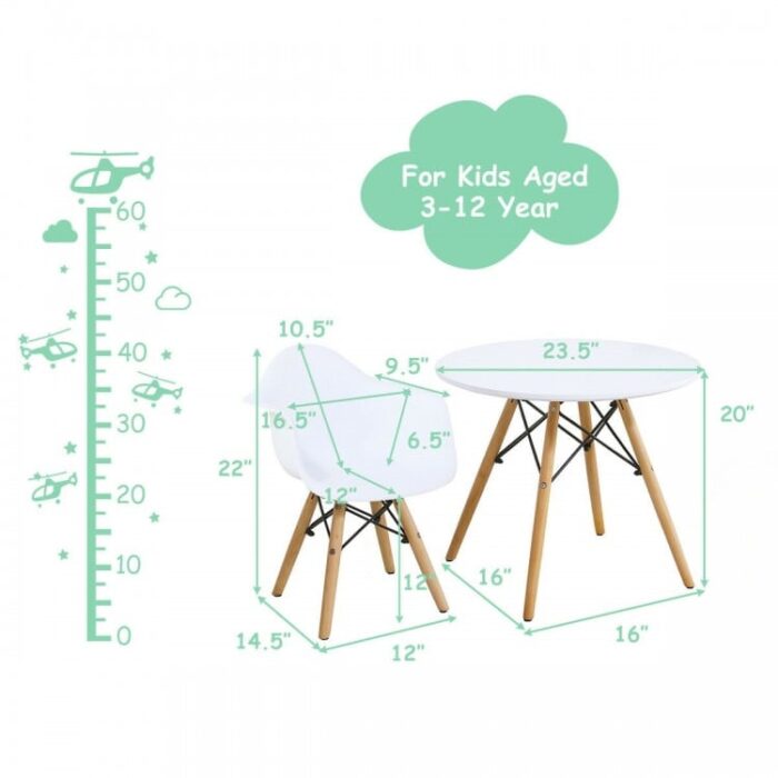 5 Pieces Kids Mid-Century Colorful Table Chair Set - Image 4