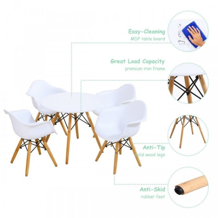 5 Pieces Kids Mid-Century Colorful Table Chair Set - Image 5