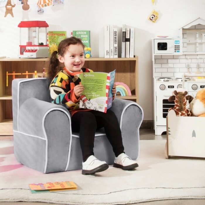 Upholstered Kids Sofa with Velvet Fabric and High-Quality Sponge - Image 8