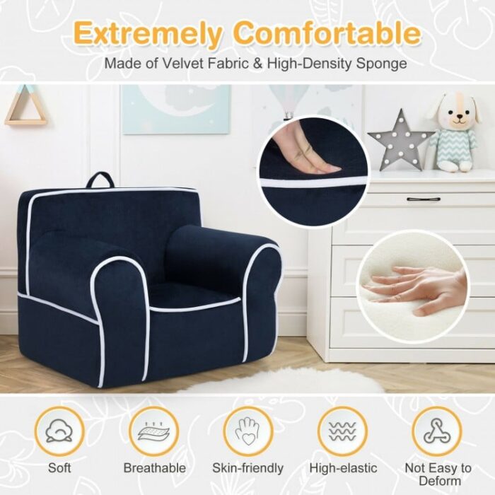 Upholstered Kids Sofa with Velvet Fabric and High-Quality Sponge - Image 6