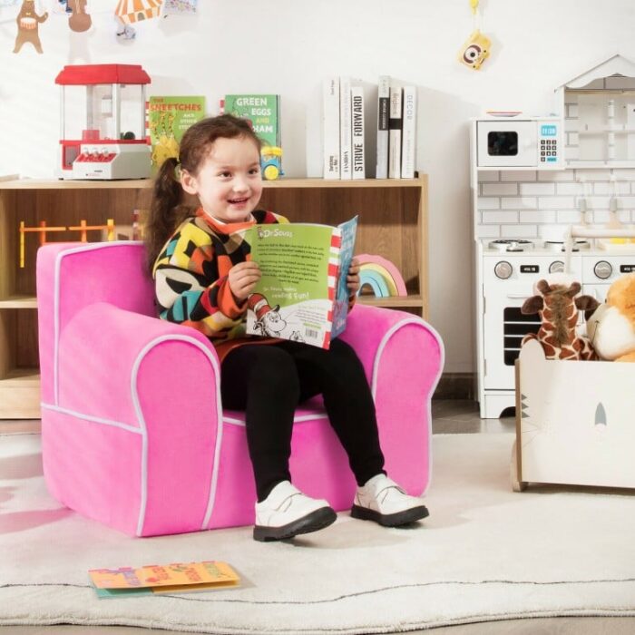 Upholstered Kids Sofa with Velvet Fabric and High-Quality Sponge - Image 2