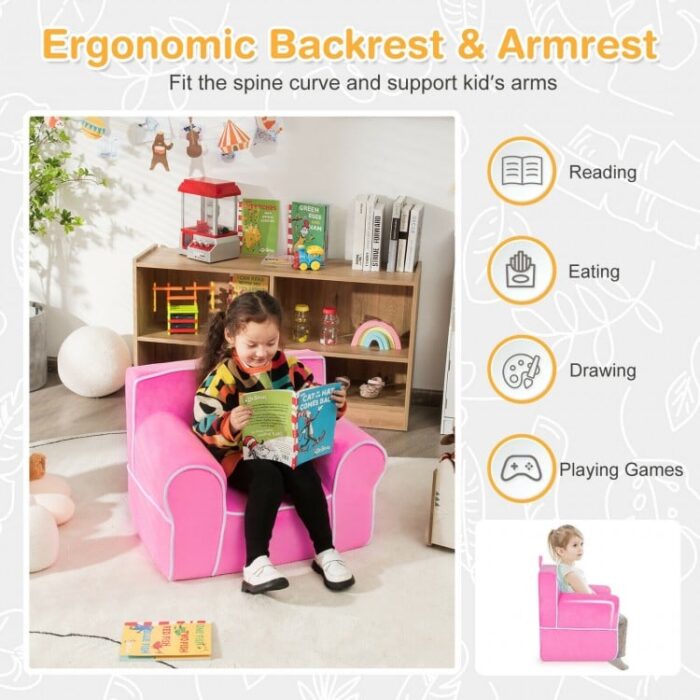 Upholstered Kids Sofa with Velvet Fabric and High-Quality Sponge - Image 3