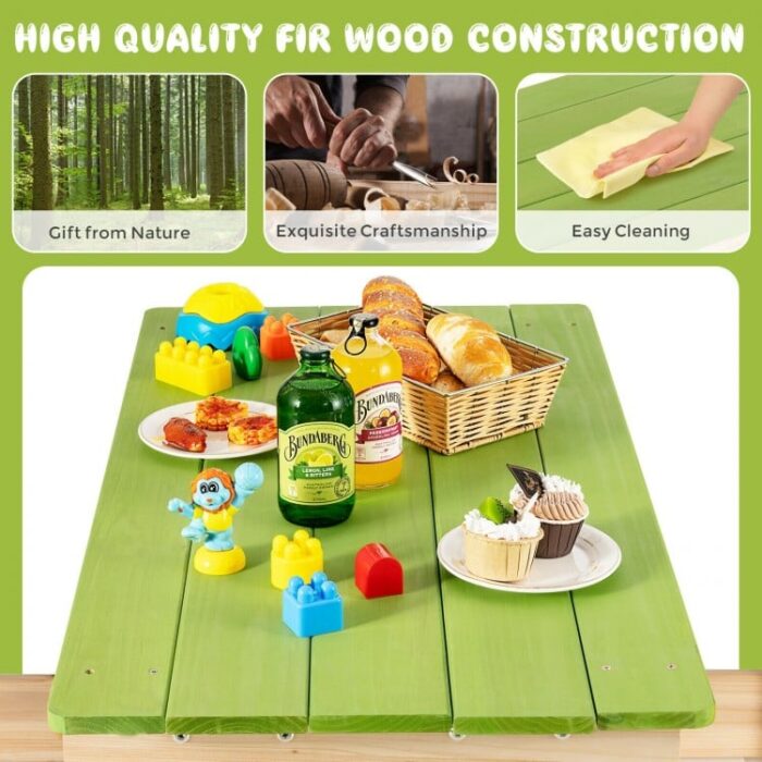 3-in-1 Outdoor Wooden Kids Water Sand Table with Play Boxes - Image 5