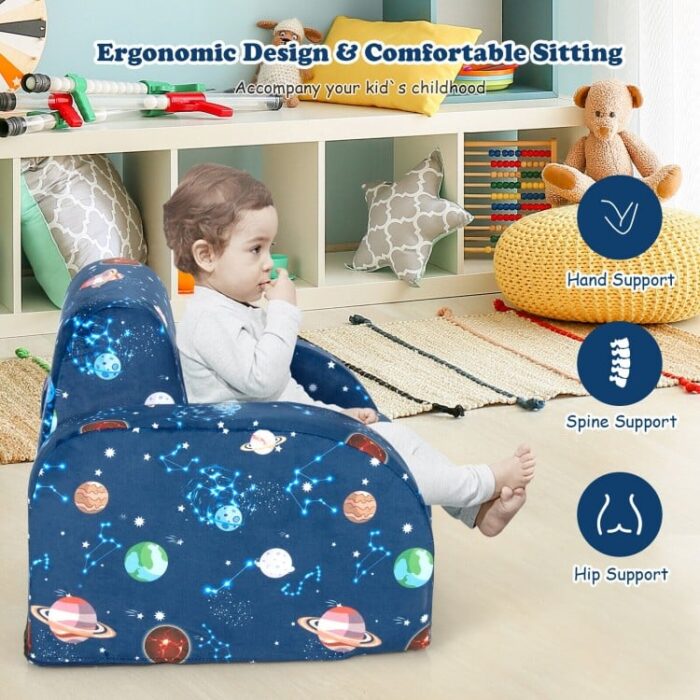3-in-1 Convertible Kid Sofa Bed Flip-Out Chair Lounger for Toddler - Image 3