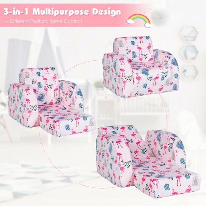 3-in-1 Convertible Kid Sofa Bed Flip-Out Chair Lounger for Toddler - Image 8