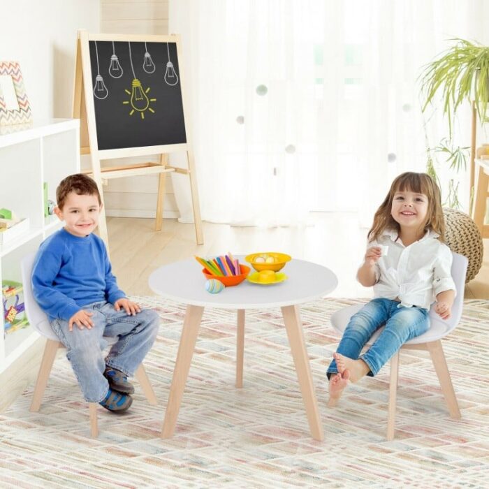Modern Kids Activity Play Table and 2 Chairs Set with Beech Leg Cushion - Image 7