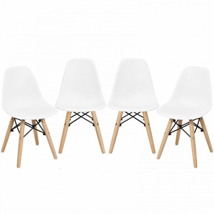 4 Pieces Medieval Style Children Chair Set with Wood Legs