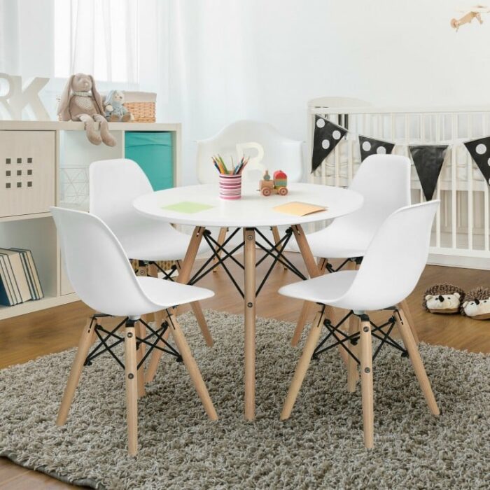 4 Pieces Medieval Style Children Chair Set with Wood Legs - Image 3