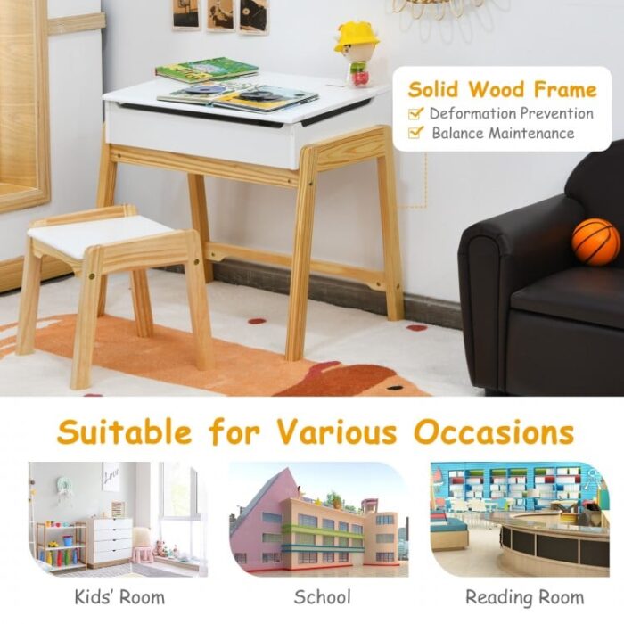 Kids Activity Table and Chair Set with Storage Space for Homeschooling - Image 7