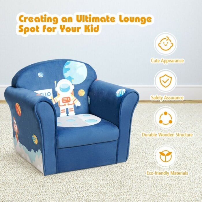 Kids Elephant/Astronaut/Crocodile/Lion Upholstered Sofa with Armrest - Image 6