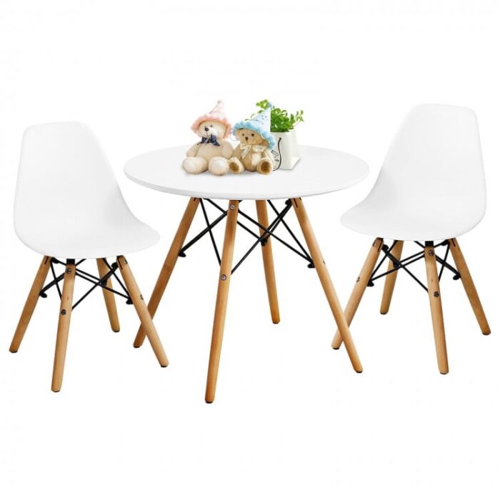 Kid's Modern Dining Table Set with 2 Armless Chairs - Image 10