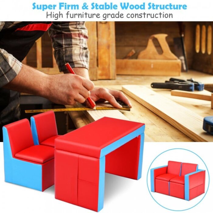 Multi-functional Kids Play Sofa and Table Chair Set - Image 6