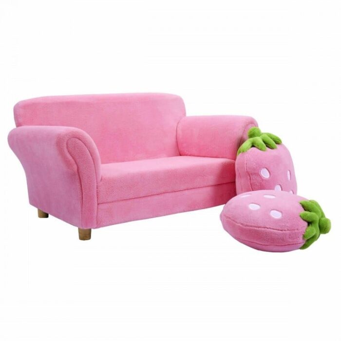 Blue/Pink Kids Strawberry Armrest Chair Sofa - Image 6
