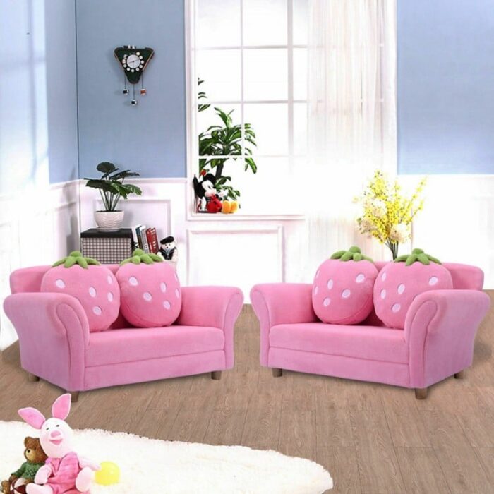Blue/Pink Kids Strawberry Armrest Chair Sofa - Image 5
