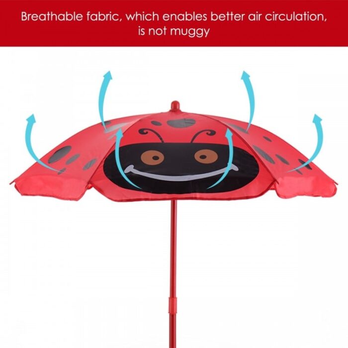 Kids Patio Folding Table and Chairs Set Beetle with Umbrella - Image 11
