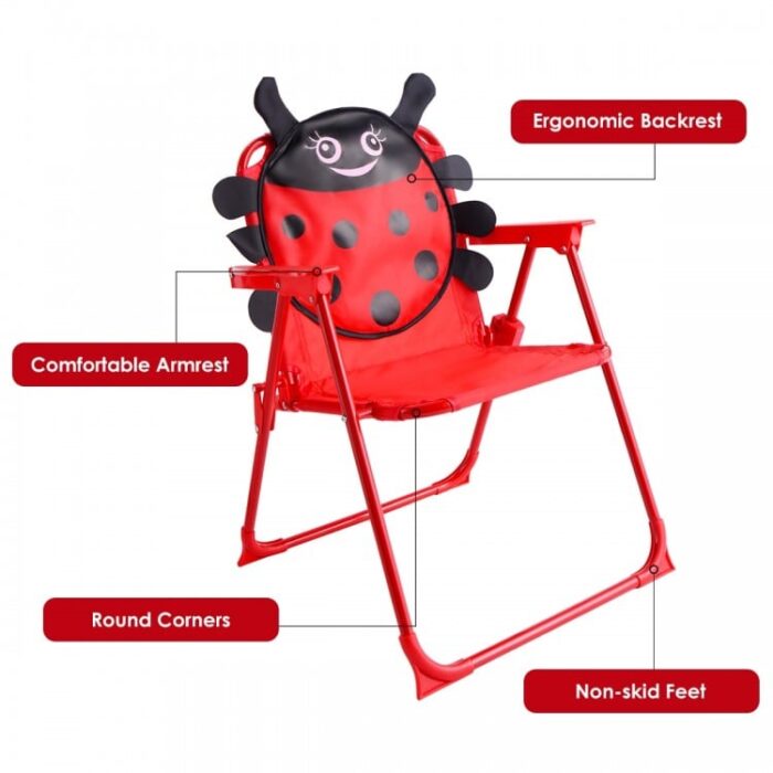 Kids Patio Folding Table and Chairs Set Beetle with Umbrella - Image 14