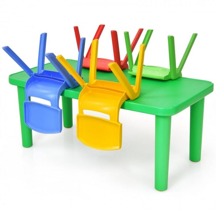 Kids Colorful Plastic Table and 4 Chairs Set - Image 7