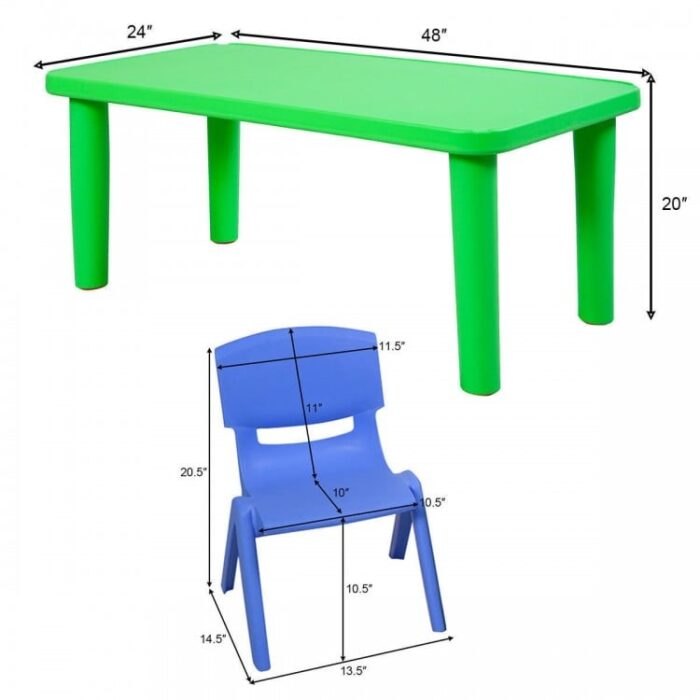 Kids Colorful Plastic Table and 4 Chairs Set - Image 4