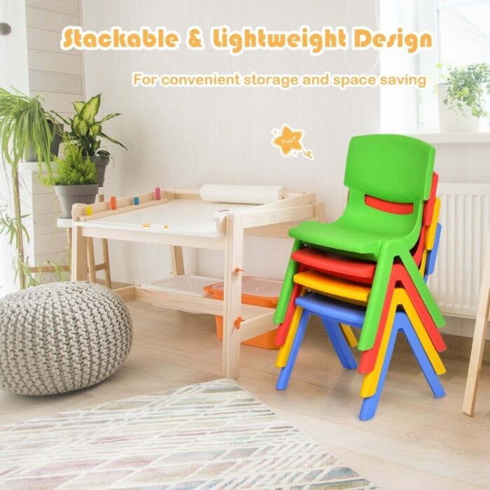 Kids Colorful Plastic Table and 4 Chairs Set - Image 5
