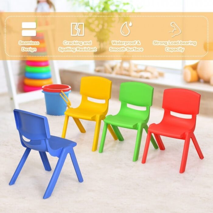 Kids Colorful Plastic Table and 4 Chairs Set - Image 2