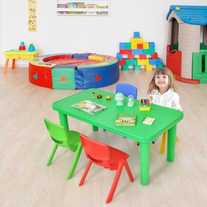 Kids Colorful Plastic Table and 4 Chairs Set - Image 6