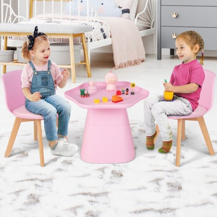 Wooden Kids Activity Table and Chairs Set with Padded Seat - Image 2