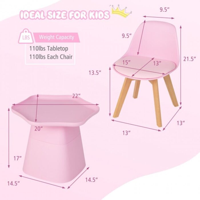 Wooden Kids Activity Table and Chairs Set with Padded Seat - Image 4