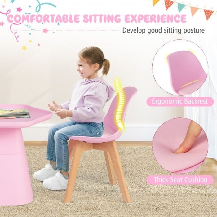 Wooden Kids Activity Table and Chairs Set with Padded Seat - Image 7