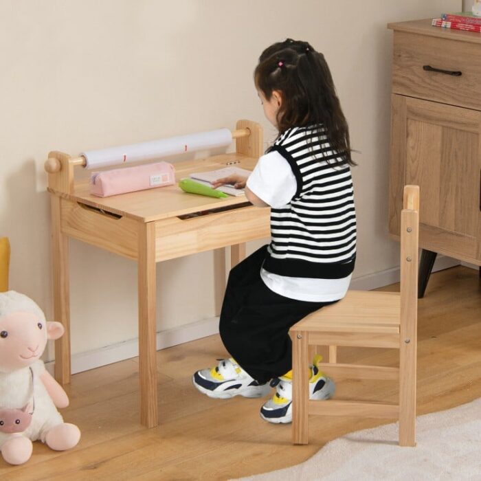 Toddler Multifunctional Activity Table and Chair Set with Paper Roll Holder - Image 10