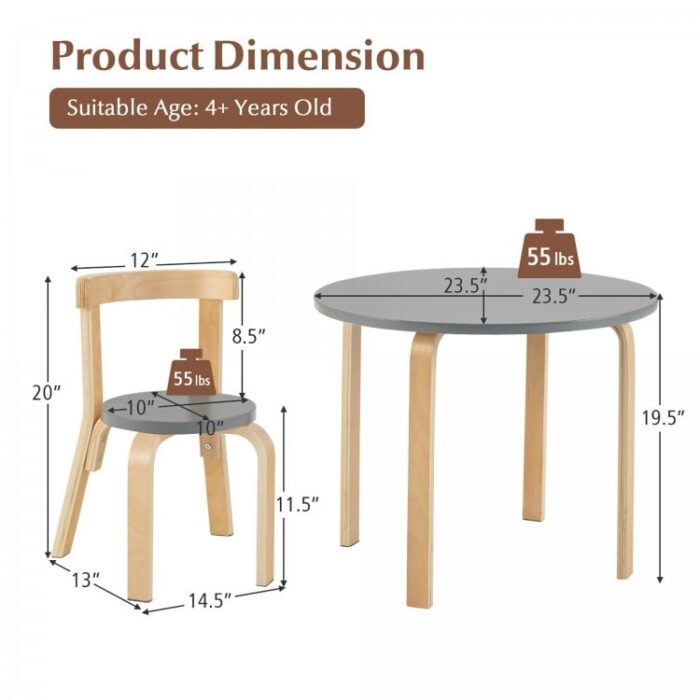 5-Piece Kids Wooden Curved Back Activity Table and Chair Set with Toy Bricks - Image 19