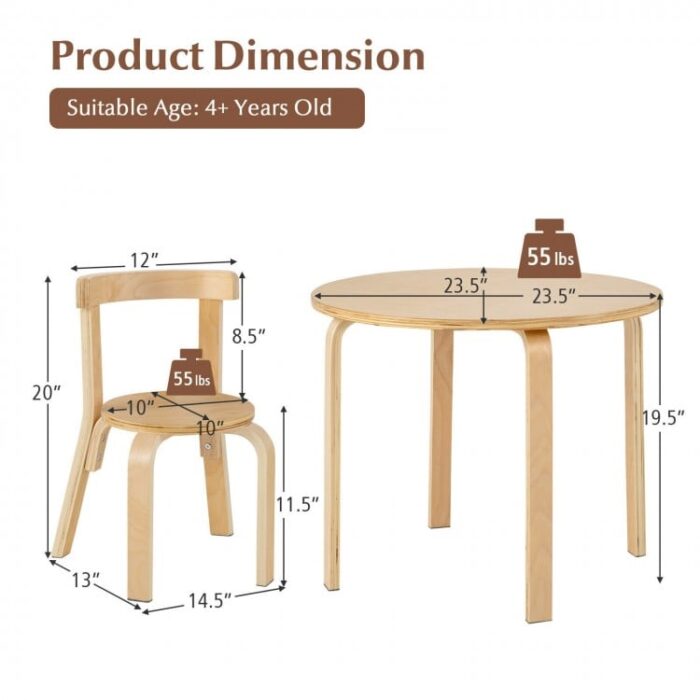 5-Piece Kids Wooden Curved Back Activity Table and Chair Set with Toy Bricks - Image 12