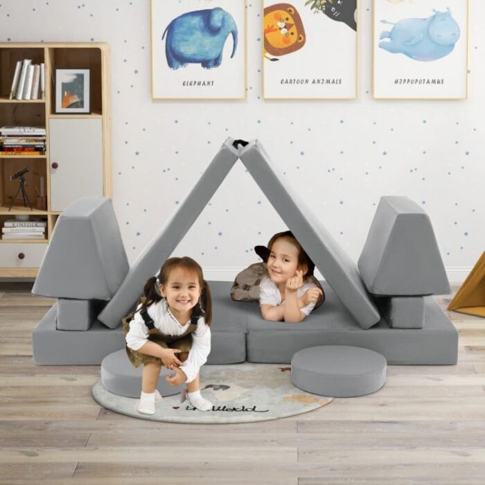 Twin/Full Bed Frame with House Roof Canopy and Fence for Kids - Image 9