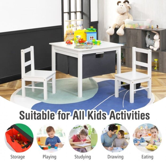 2-in-1 Kids Double-sided Activity Building Block Table with Drawers - Image 14