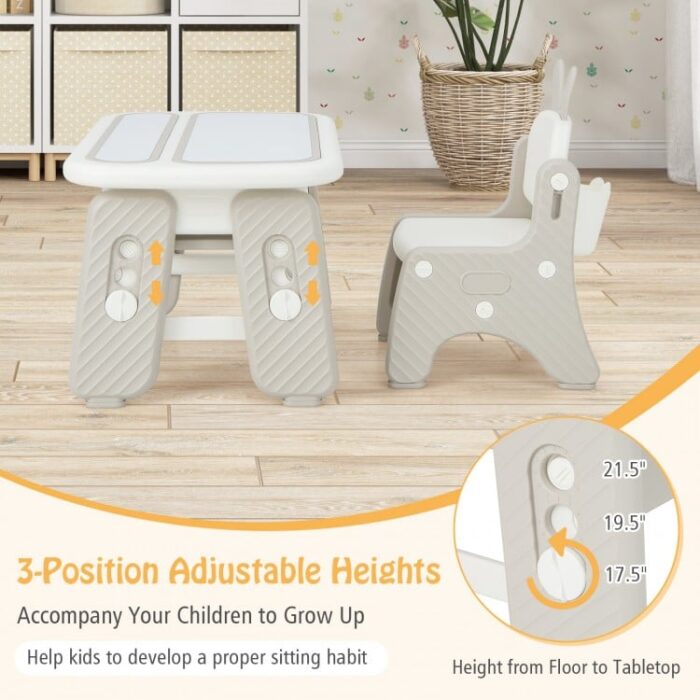 Kids Table and Chair Set with Flip-Top Bookshelf - Image 7