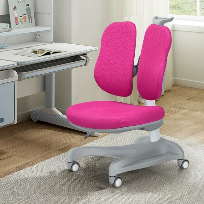 Adjustable Height Student Chair with Sit-Brake Casters and Lumbar Support for Home and School - Image 2