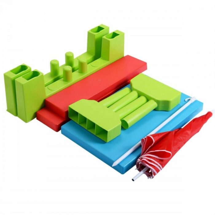 Kids Picnic Folding Table and Bench Set with Umbrella - Image 12