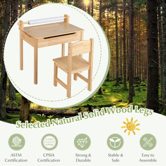 Toddler Multifunctional Activity Table and Chair Set with Paper Roll Holder - Image 6