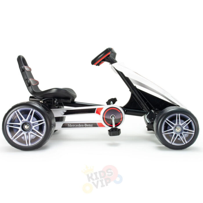 KidsVip Kids and Toddlers Mercedes Pedal Go Kart w/ Adjustable Seats- White - English Edition - R Exclusive - Image 3
