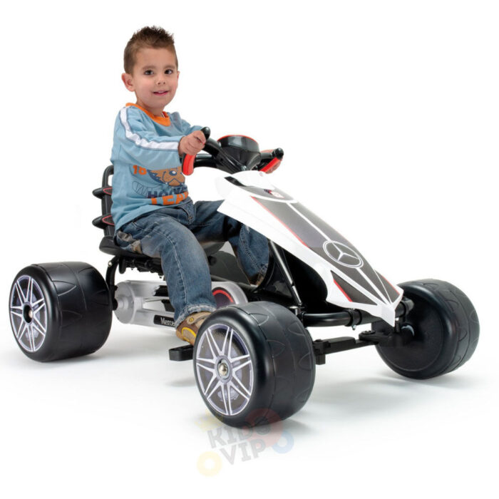 KidsVip Kids and Toddlers Mercedes Pedal Go Kart w/ Adjustable Seats- White - English Edition - R Exclusive - Image 5
