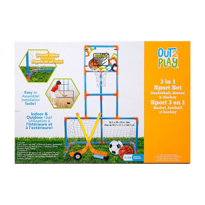 Out2Play - 3 In 1 Sport Set Basketball, Soccer, Hockey - Image 2
