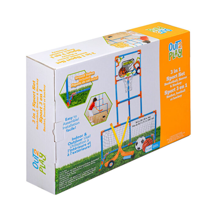Out2Play - 3 In 1 Sport Set Basketball, Soccer, Hockey - Image 4