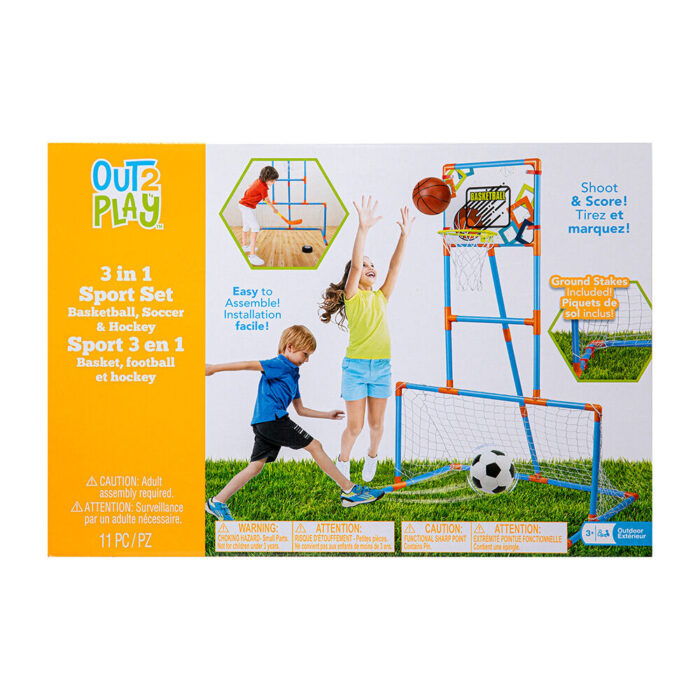 Out2Play - 3 In 1 Sport Set Basketball, Soccer, Hockey - Image 6
