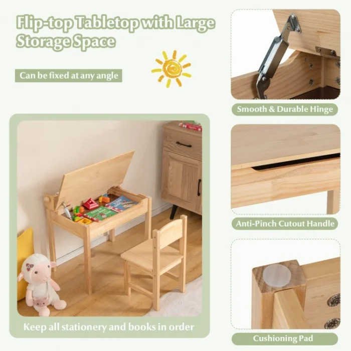 Toddler Multifunctional Activity Table and Chair Set with Paper Roll Holder - Image 9