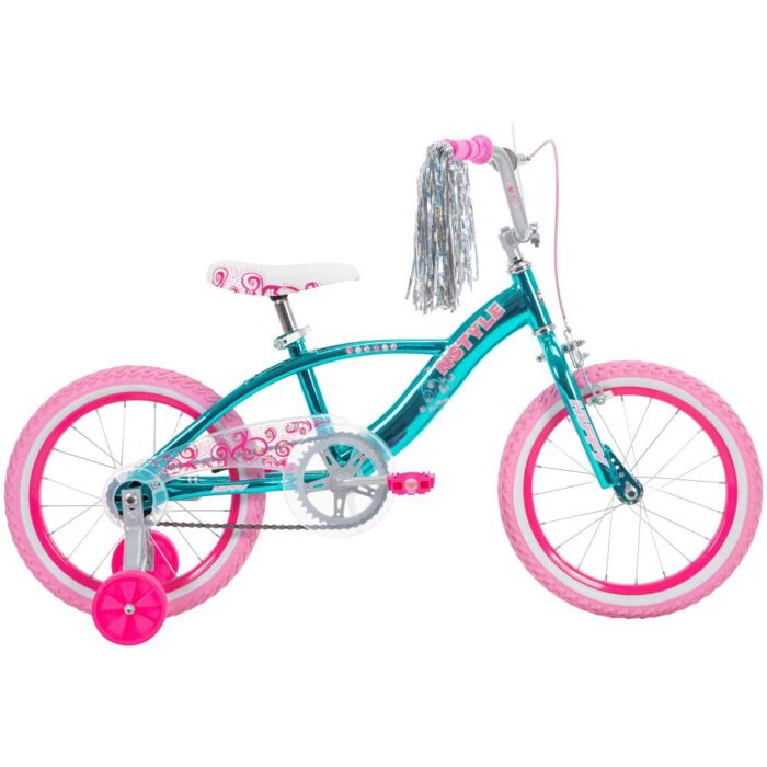 Huffy N Style, 16-inch Bike Teal Chrome and Pink - Image 2