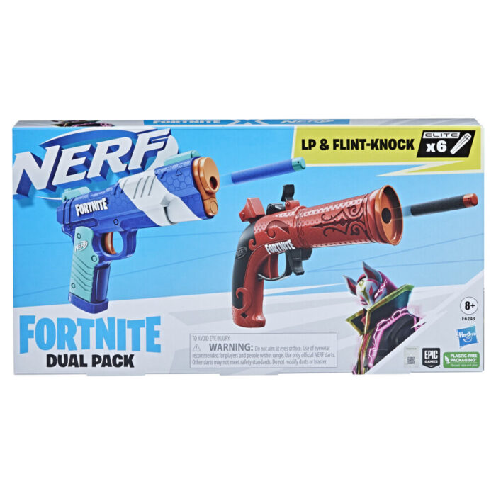 Nerf Fortnite Dual Pack Includes 2 Fortnite Blasters, Flint-Knock Dart Blaster, LP Dart Blaster, and 6 Nerf Elite Foam Darts - Image 2