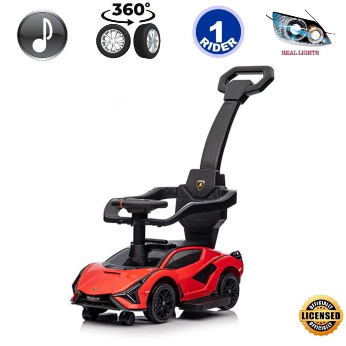 KidsVip Lamborghini Sian Pushcar / Stroller- Red - English Edition