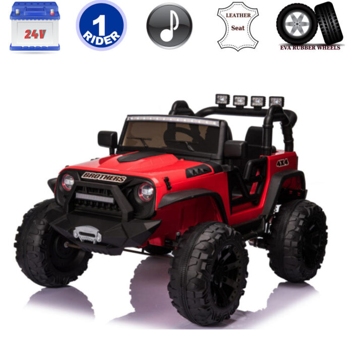 KidsVip 24V Kids EVA Big Wheels Edition Kids Ride On Truck w/Remote Control - Red - English Edition