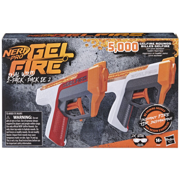 Nerf Pro Gelfire Dual Wield Pack, 2 Blasters, No-Prime Firing, 5000 Gelfire Rounds, 2x 100 Round Integrated Hoppers, 2 Eyewear - Image 2